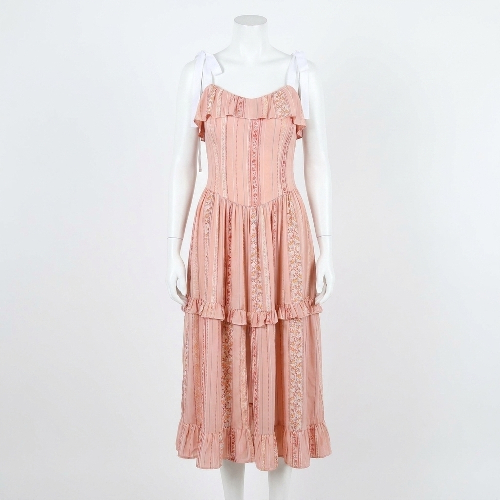 NEW KORI striped floral dress in peach